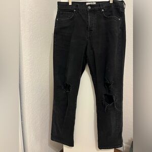 Free People - Black ripped relaxed jeans